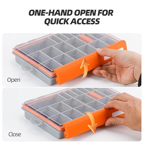 RUNCL Fishing Tackle Box - 360° Waterproof Tackle Trays, 3700 Fishing Tackle Box Organizer with Adjustable Dividers for Jigs Lures, Orange, 2 Pack - color: Orange, size: 2Pcs 3700
