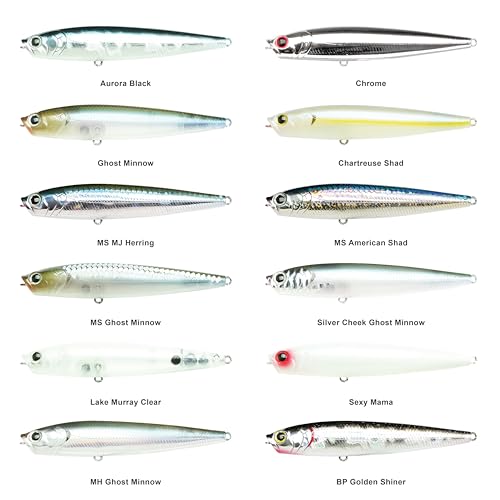 LUCKY CRAFT Gunfish 95NF Top Water Bass Fishing Lures, 4” Floating Lure with Cupped Mouth, Freshwater Trout and Bass Lures Fishing Gear, Accessories for Tackle Box - color: 352 Lens Aurora Black