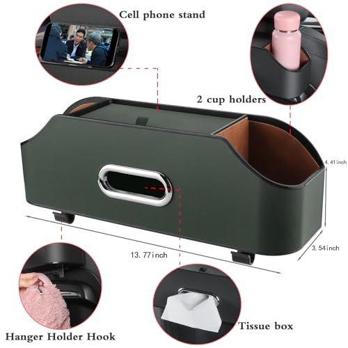 Car Seat Back Organizer - Stylish & Functional Storage for Family Adventures - Cup Holders, Tissue Box & Hooks - Perfect for Kids, Road Trips & Travel (Emeralds) - color: Emeralds