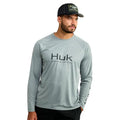 HUK Men's Pursuit Vented Long Sleeve Fishing Shirt (+30 UPF) - color: Night Owl Heather, size: Small