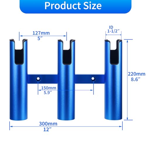 Aluminum Fishing Boat Rod Holder,3/4 Link Tube Aluminum Rod Rack, Suit Boats & Yacht ,Silver - color: Blue 3 tube