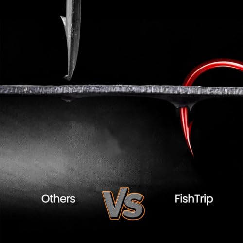 FishTrip 100pcs Baitholder Fishing Hooks, Double Barbed Long Shank Offset Bait Holder Fish Hook for Fishing Rigs Freshwater Saltwater Red #8-6/0 - size: 5/0_100pcs