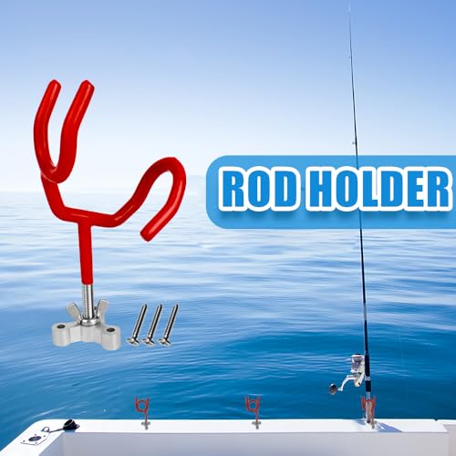 20 Degree Boat Fishing Rod Holder PVC Coated Steel Wire Pole Holders for Boats Anglers - color: Red