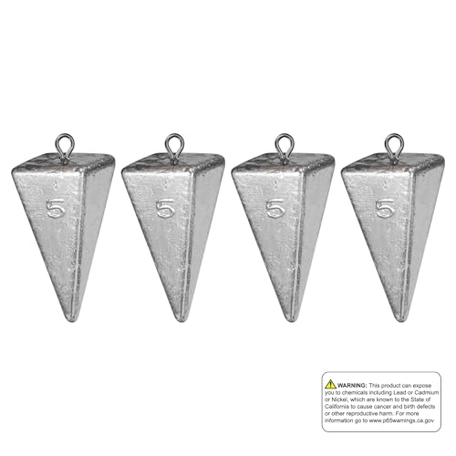 Triangle Fishing Weights 4-Sided Pyramid Sinkers Lead Fishing Weights and Sinkers for Saltwater Ocean Surf 1oz-32oz/2LB - size: 5oz-4pack