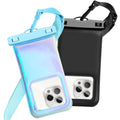 Floatable Waterproof Phone Pouch Case 2 Pax for iPhone 17 16 Pro Max/15/14/13/12, IP68 Travel Cellphone Dry Bag Beach Cruise Ship Essentials Bags with Crossbody Lanyard,Blue and Black-7″ - color: A08-Blue and Black