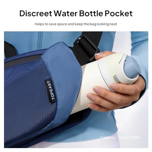 TOPEAST 4L Hiking Fanny Pack with Hidden Water Bottle Pocket, Water Resistant Nylon Waist Bag, Lightweight Crossbody Sling Bag for Men & Women, Large Capacity for Travel, Running, Walking & Cycling - color: BLUE