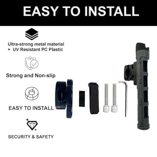 Bike Fishing Rod Holder, Fishing Rod Holder for Bike , E-Bike Fishing Rod Holder, Easy to Install for Bicycles, E-Bikes, Motorcycles, Boats and ATVS, Gray