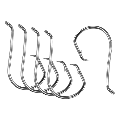 PATIKIL Fishing Circle Hooks, Carbon Steel Offset Hook with Barbs for Freshwater Saltwater - size: 27mm/1.06"