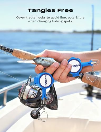 HOOK-EZE 4-in-1 Fishing Knot Tying Tool, Treble Hook Covers Keeps Lures Safe, Hook Sharpener, Lure Wraps for Fishing Rod, Fishing Line Cutter Accessories Gifts for Anglers Fishermen