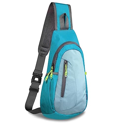 TITECOUGO Small Sling Bag, Lightweight Crossbody Backpack for Men Women, Shoulder Bag for Sports and Outdoor - color: Blue / Pale Blue
