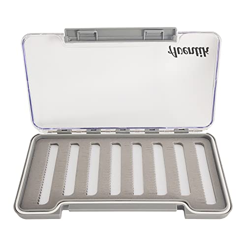 Aventik Waterproof Fly Fishing Boxes Super Slim Transparent Easy Grip Foam Fishing Tackle Storage Trays 7.36"X4.02"X0.63"(Grey-LA) - color: Grey-LA