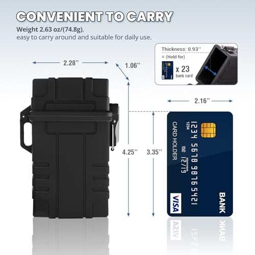 Waterproof Case with USB Rechargeable Electric Lighter, Airtight Holder Case for Whole Package 20pcs 84mm Size, Match Seal Storage Dry Box, EDC Survival Container for Fishing Kit, Camping - size: 84mm