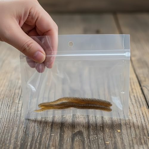 100 Pack Soft Plastic Baits Bags | Heavy-Duty Clear Lock Zipper Packaging Bags - Leakproof Double-Sealed Zipper Storage for Soft Plastic Lures & Fishing Gear | Multiple Sizes (5.9"x4.7") - size: 5.9" x 4.7"