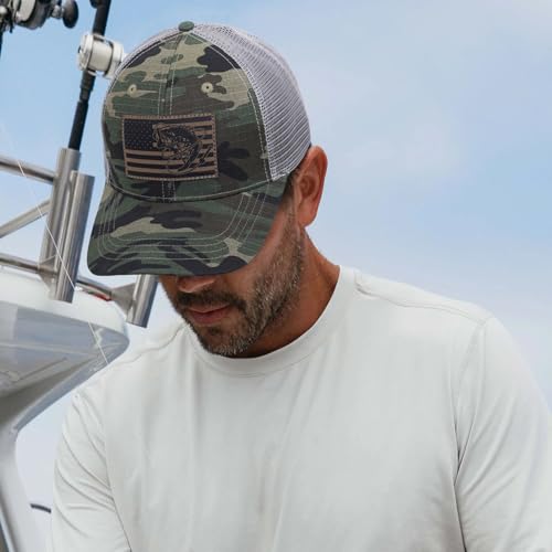 Fishing Gifts for Men - Snapback & Trucker Hats - American Flag Outdoor Fishing Hat - color: 04.camo (Mirrored)