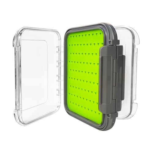 Aventik Silicone Fly Fishing Box Jig Box Waterproof Streamer flies Case Double Sided Clear Lid Storage Lure Case Saltwater Freshwater (SB:4.96x4x1.76inch) - style: SB:4.96x4x1.76inch