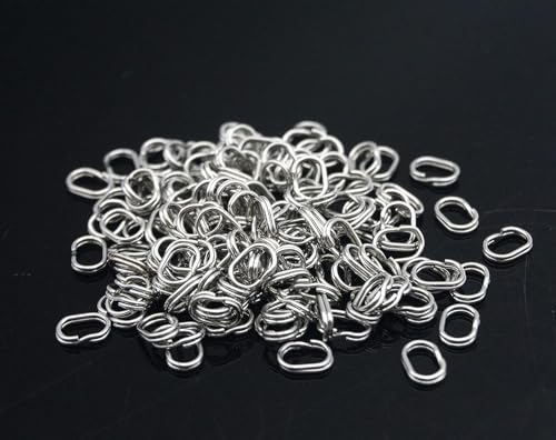 100Pcs Fishing Split Rings Stainless Steel Fishing Oval Split Rings Swivel Snap Carp Fishing Tackle Chain Connector Heavy Duty Split Rings Size Wire Diameter Terminal Tackle and Accessories 0.7mm