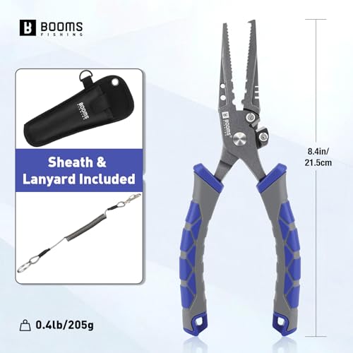 Booms Fishing Multi-Function Pliers Saltwater: 8.5" Carbon Steel Saltwater Fishing Pliers with Hook Remover, Split Ring Tool, Braid Cutters & Crimper for Freshwater & Saltwater Anglers, XW12 - style: 8.5" fishing pliers