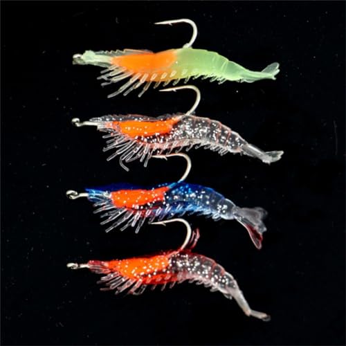 Pre-Rigged Shrimp Crawfish Soft Plastic Fishing Lures, Premium Durable Swimbaits for Freshwater Saltwater, Fishing Jigs for Bass- Amazing Fishing Gifts- Store Separately, Prevent Melting