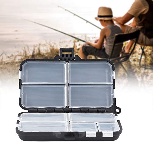 Pissente Fishing Tackle Box, Double Sided 9-Compartment Storage Case with Clear Lids for Lures Hooks Weights, Small Portable Tackle Organizer for Anglers