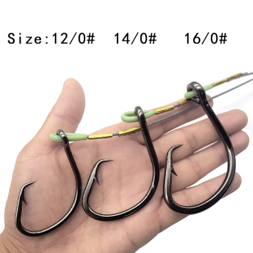 Circle Hook Rig Shark Surf Rigs, 20 Inch 49-Strands Steel Leader, Deep Sea Hooks for Big Fish - size: 16/0#
