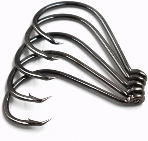 100pcs Size 4#~6/0 Offset Point Octopus Hook with Closed Eye Black High Carbon Steel Sport Circle Hook - size: 3/0（100pcs）