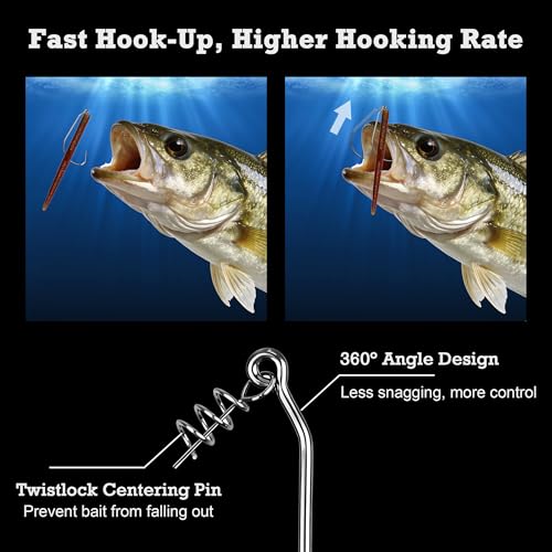 Swimbait Hooks Twist Lock Fishing Hook, 30pcs Worm Hooks with Centering Pin | Weedless Hooks, For Soft Plastic Lures, Bass Hooks, Unweighted Twistlock Hooks, Size 1/0 2/0 3/0 4/0 5/0, Freshwater Hooks - color: 4/0-30pcs