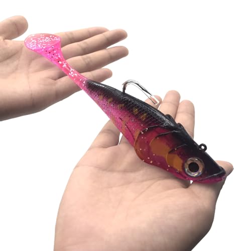 Big Jig Worm Lures Swimming Bait Soft Plastic Fishing Lure for Bass, Crappie, Trout, Pike, Sea Bass, Redfish, Striper,Fishing Lures for Freshwater & Saltwater - color: Red Glitter-1 Piece