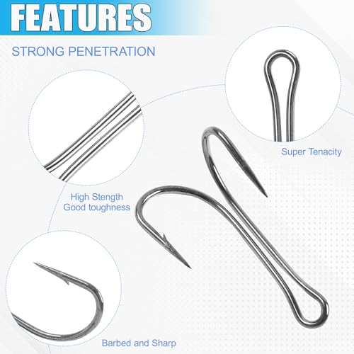 Classic Double Fishing Hooks for Saltwater Freshwater,High Carbon Steel Fishing Bait Frog Hooks with Open Shank Small Barbed Fly Tying Hooks Fishing Tackle Multiple Size - size: 1/0 - 100pcs