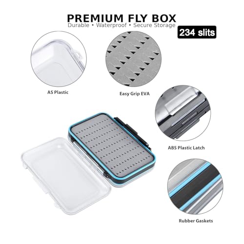 Aventik Waterproof Fly Box for Fly Fishing Double Sides Large Capacity Fly Fishing Box Streamer & Dry Fly Storage Saltwater & Freshwater - size: Size C:6.08x4x1.57inch