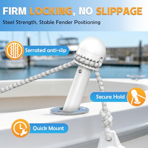Salcod 2 Pack Boat Fender Holder, Boat Fender Clips, Fishing Rod Fender Support, Rod Holder Fender Hanger, Boat Fender Line Adjuster, Boats Rod Holders, Marine Docking Accessory - size: 2 Pack