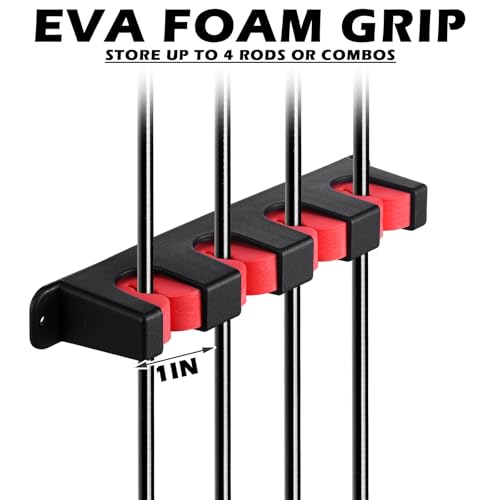 Sratte 4 Pcs Rod Holders for Fishing Boat Wall Mount Fishing Pole Holders Horizontal EVA Foam Garage Rod Rack Summer Boat Accessories for Men Gifts - color: Red, size: 9.7 Inch