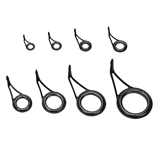 8pcs Fishing Rod Tip Repair Kit Rod Top Tips Replacement Fishing Rod Tips Stainless Steel Ceramic Ring Guide Tips - color: Single Leg Fishing Rod Guides_8pcs