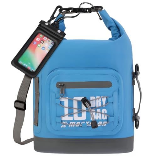 MORXPLOR Dry Bag Waterproof,5L/10L/20L/30L/40L/55L Roll Top Dry Bag Backpack with WaterProof Phone Case for Swim,Kayak - color: Sky Blue, size: 10Liter