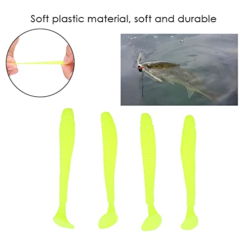 Akozon 50PCS Soft Plastic 5cm Fishing Lures, Ttail Grub Worm Bait, Fish Tackle Accessory in Vibrant Orange Color, Ideal for Fishing Enthusiasts - Pack of 50 - color: Yellow