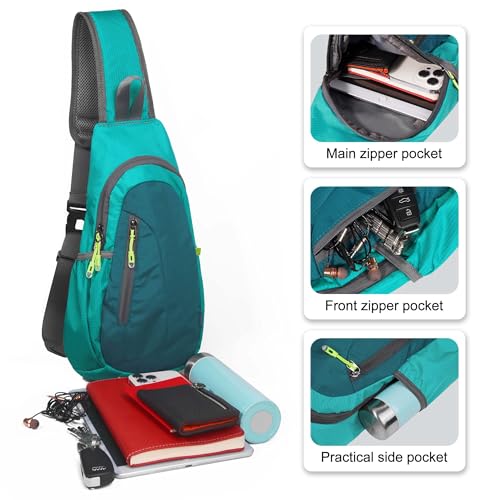 TITECOUGO Small Sling Bag, Lightweight Crossbody Backpack for Men Women, Shoulder Bag for Sports and Outdoor - color: Dark Green