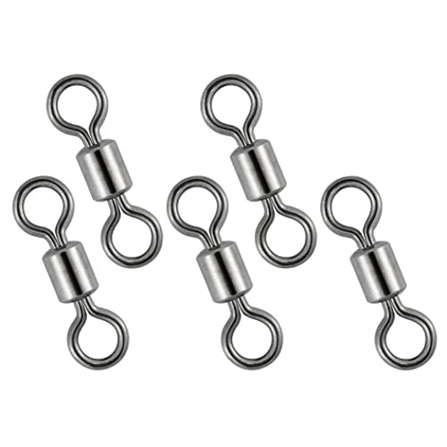 Dr.Fish 50 Pack Fishing Micro Swivels Fly Fishing Rolling Barrel Black Nickel Swivels High Strength Solid Rings Hook line Connector - size: 6mm(6.6LB)-50pk