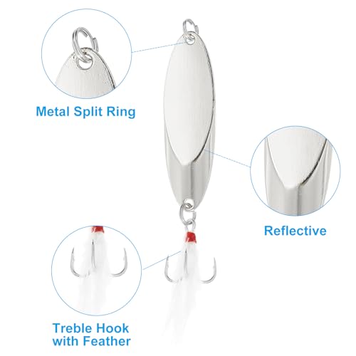 PATIKIL Fishing Spoons Fishing Lures Casting Spoon Treble Hooks Jigs Hard Metal Spinner Baits for Freshwater Saltwater - style: 9/10oz
