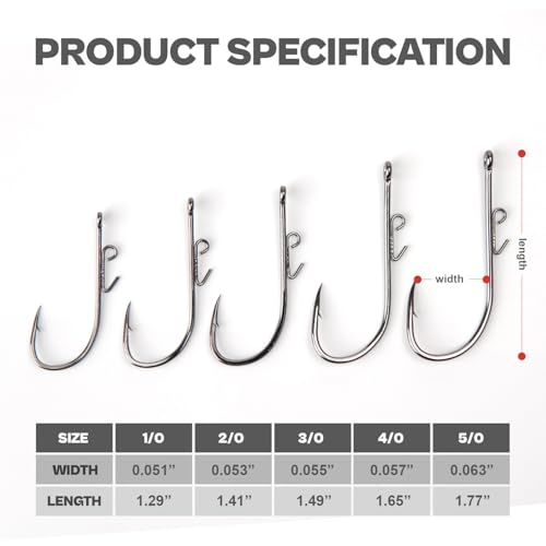 30-Pack Live Shrimp Fishing Hooks Zero Harm, Wide Gap Hooks with S/M/L Silicone Rings, 5 Sizes Assortment Pack 1/0-5/0 Freshwater Saltwater - size: 2/0 - 30Pack