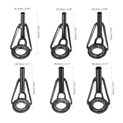 PATIKIL Fishing Rod Tip Repair Kit Stainless Steel Pole Ring Guide Replacement for Saltwater Freshwater Fishing - color: Black, size: 1.8-2.8mm
