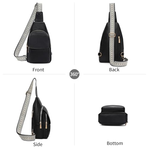 SENDEFN Small Sling Bag Crossbody Bags for Women Vegan Leather Cell Phone Cross Body Purse Fanny Packs Chest Bag for Women - color: C-black
