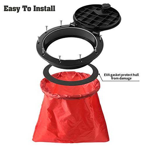 8'' Black Deck Plate Kit Deck Hatch with Storage Bag for Fishing Kayak Boating