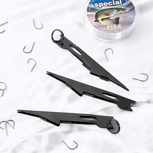 Deekin 3 Pcs Fishing Line Knot Quick Tie Fishing Knot Tying Tool Fly Nail Knot Tool Fly Angler Accessories Fly Tying Equipment for Hooks Lures Lines Men - color: Black