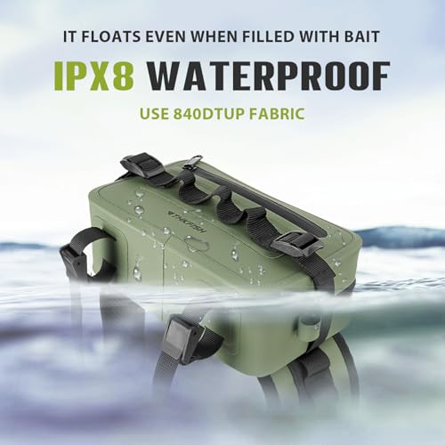 THKFISH Waterproof Fishing Waist Pack with Fishing Rod Holder, Airtight Zipper Closure, Lightweight Sling Fishing Waist Bag for Fly Fishing - color: Green