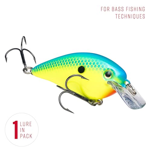Strike King KVD 1.5 Hard Knock Fishing Lure, 3/8 oz, 3D Lifelike Eyes - color: 561 - Chartreuse / Powder with Blue Back, size: 1.5-Ounce