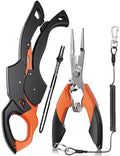 Fish Gripper 9.2",Muti-Function Line Cutter Fishing Pliers, Saltwater Fishing Tool Kit,Fishing Gear with Fishing Lanyard - color: orange