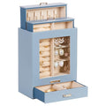 Homde Jewelry Organizer Girls Women Jewelry Box for Necklaces Rings Earrings Gift Bracelets Storage Case (Grey Blue + Gold) - color: Grey Blue + Gold