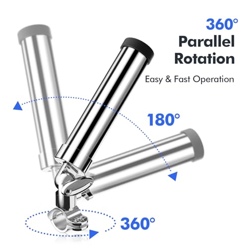 Boat Fishing Rod Holder, 360 Degree Marine Grade Stainless Steel 316 Adjustable Swivel Fishing Pole Holders, Deck Mount and Rail Mount Fishing Rod Bracket - style: 32mm Rail Mount