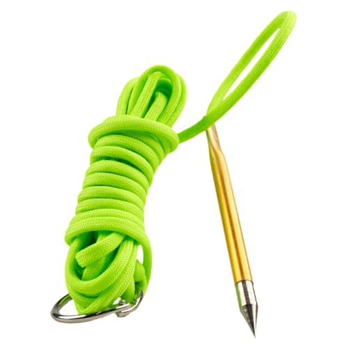 Paracord Planet 550 lb Fish Holder with Metal Threading Needle and 1" Split Ring, 10', Fish Stringer - color: Neon Green