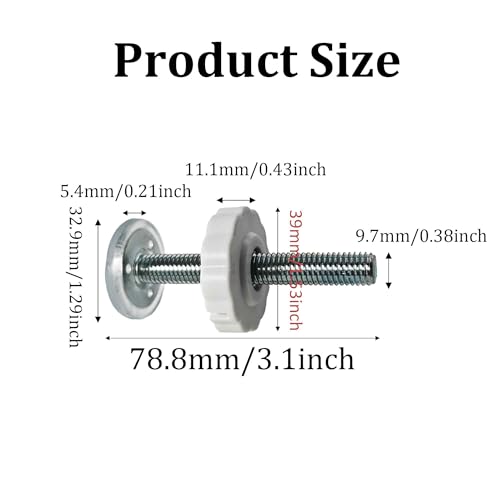 4Pcs M10 (10mm) Baby Gate Threaded Spindle Rod Replacement Parts Kit for Pressure Mounted Pet Safety Gates Stair Gates Hardware Accessories White（80mm in Length） - size: 10mm*80mm
