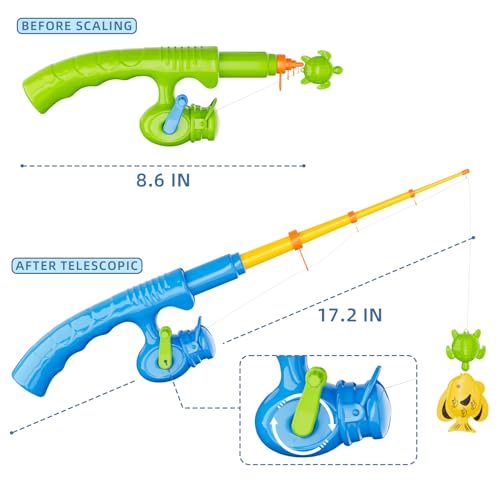 Magnetic Fishing Pool Toys Game for Kids Toddlers, Water Table Bathtub Toy with Pole Rod Net Plastic Floating Fish, Water Bath Pool Outdoor Toys for Kids Toddlers Baby Age 3 4 5 6 Year Old - style: 35 fish